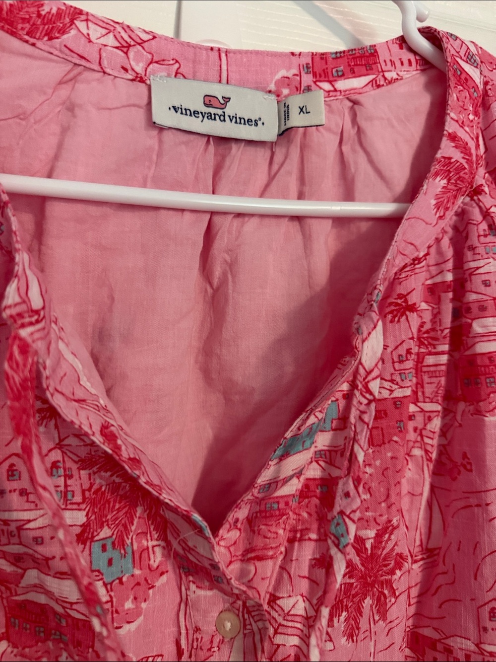 Vineyard Vines Pink Printed Ruffle-Trim Midi Dress - Picture 3 of 9